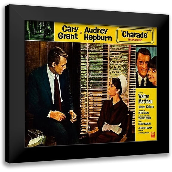 Hollywood Photo Archive 13x12 Black Modern Framed Museum Art Print Titled - Cary Grant - Charade - Lobby Card