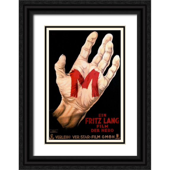 Hollywood Photo Archive 13x18 Black Ornate Wood Framed with Double Matting Museum Art Print Titled - German - M - By Fritz Lang