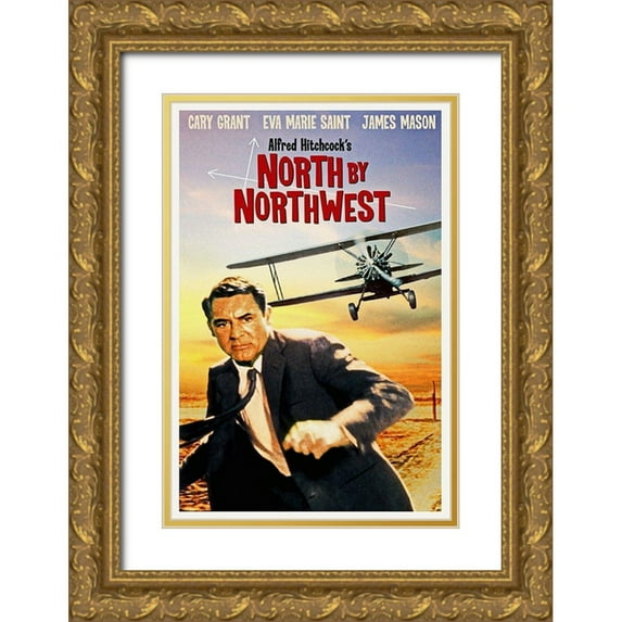Hollywood Photo Archive 13x18 Gold Ornate Wood Framed with Double Matting Museum Art Print Titled - North by Northwest