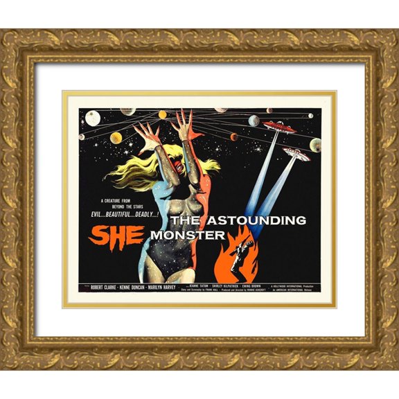 Hollywood Photo Archive 14x12 Gold Ornate Wood Framed with Double Matting Museum Art Print Titled - She - The Astounding Monster