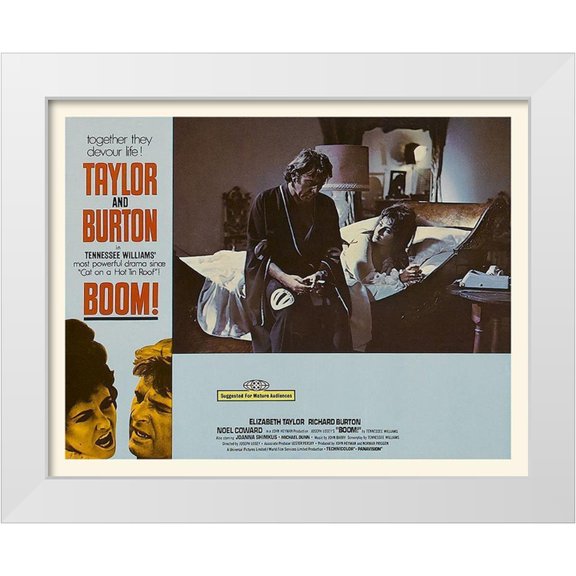 Hollywood Photo Archive 14x12 White Modern Wood Framed Museum Art Print Titled - Elizabeth Taylor - Boom! - Lobby Card