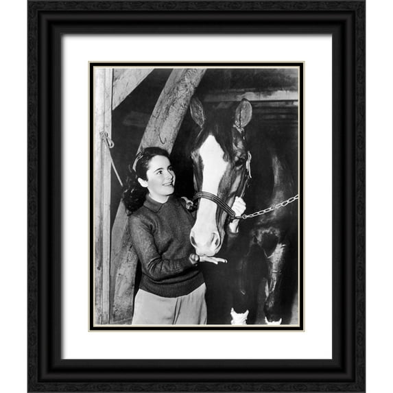 Hollywood Photo Archive 15x18 Black Ornate Wood Framed with Double Matting Museum Art Print Titled - National Velvet - Elizabeth Taylor