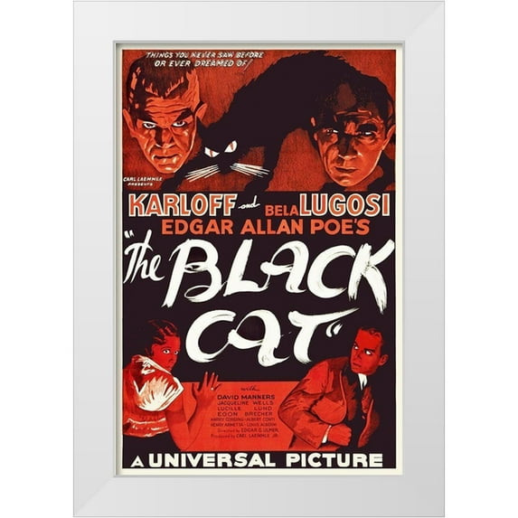 Hollywood Photo Archive 17x24 White Modern Wood Framed Museum Art Print Titled - The Black Cat