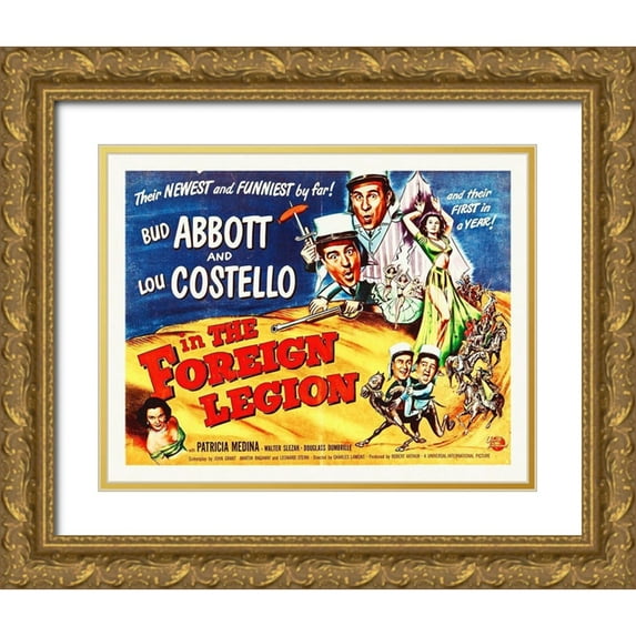 Hollywood Photo Archive 18x15 Gold Ornate Wood Framed with Double Matting Museum Art Print Titled - Abbott and Costello - The Foreign Legion