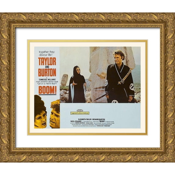 Hollywood Photo Archive 18x15 Gold Ornate Wood Framed with Double Matting Museum Art Print Titled - Elizabeth Taylor - Boom! - Lobby Card