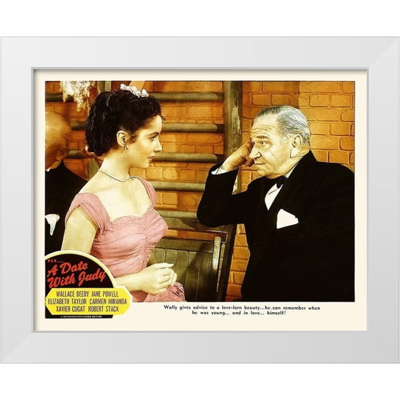 Hollywood Photo Archive 18x15 White Modern Wood Framed Museum Art Print Titled - Elizabeth Taylor - A Date with Judy - Lobby Card