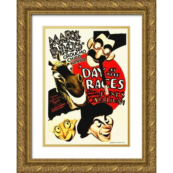 Hollywood Photo Archive 18x24 Gold Ornate Wood Framed with Double Matting Museum Art Print Titled - Marx Brothers - A Day at the Races 06