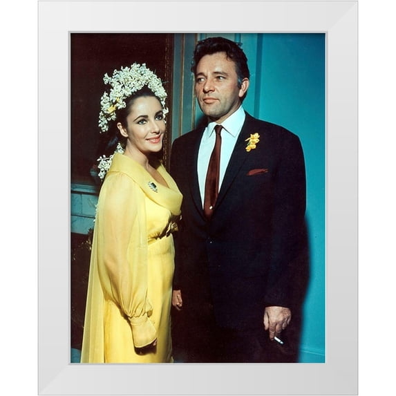 Hollywood Photo Archive 19x24 White Modern Wood Framed Museum Art Print Titled - Elizabeth Taylor and Richard Burton