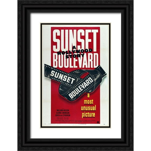 Hollywood Photo Archive 22x32 Black Ornate Wood Framed with Double Matting Museum Art Print Titled - Sunset Boulevard