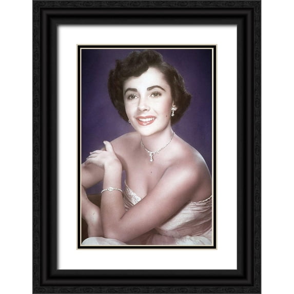 Hollywood Photo Archive 23x32 Black Ornate Wood Framed with Double Matting Museum Art Print Titled - Elizabeth Taylor
