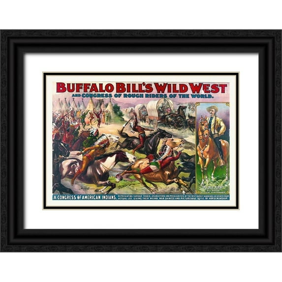 Hollywood Photo Archive 24x18 Black Ornate Wood Framed with Double Matting Museum Art Print Titled - Buffalo Bills Wild West And Congress Of Rough Riders Of The World