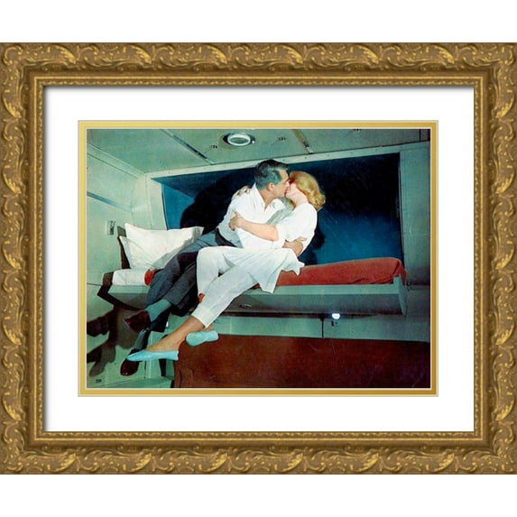 Hollywood Photo Archive 24x19 Gold Ornate Wood Framed with Double Matting Museum Art Print Titled - Cary Grant - North By Northwest
