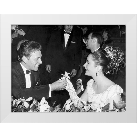 Hollywood Photo Archive 24x19 White Modern Wood Framed Museum Art Print Titled - Elizabeth Taylor and Richard Burton