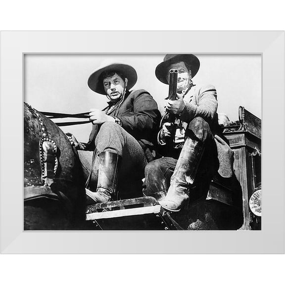 Hollywood Photo Archive 24x19 White Modern Wood Framed Museum Art Print Titled - Stagecoach - John Wayne