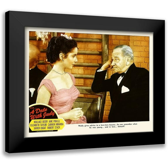 Hollywood Photo Archive 24x20 Black Modern Framed Museum Art Print Titled - Elizabeth Taylor - A Date with Judy - Lobby Card