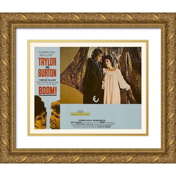 Hollywood Photo Archive 24x20 Gold Ornate Wood Framed with Double Matting Museum Art Print Titled - Elizabeth Taylor - Boom! - Lobby Card