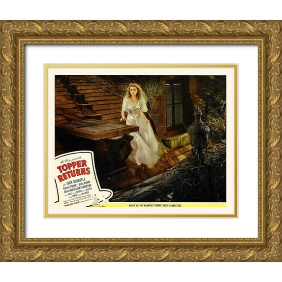 Hollywood Photo Archive 24x20 Gold Ornate Wood Framed with Double Matting Museum Art Print Titled - Topper Returns - Lobby Card
