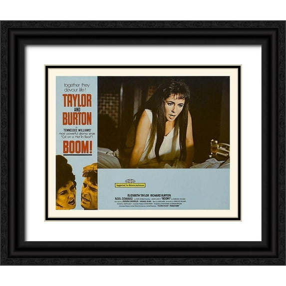 Hollywood Photo Archive 32x26 Black Ornate Wood Framed with Double Matting Museum Art Print Titled - Elizabeth Taylor - Boom! - Lobby Card