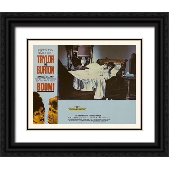 Hollywood Photo Archive 32x26 Black Ornate Wood Framed with Double Matting Museum Art Print Titled - Elizabeth Taylor - Boom! - Lobby Card