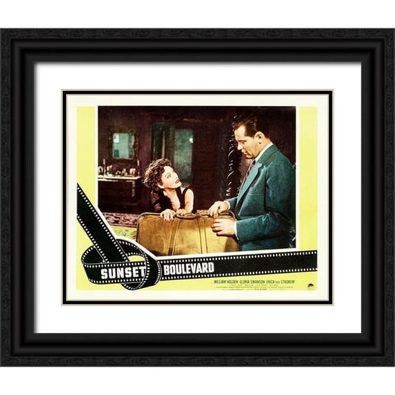 Hollywood Photo Archive 32x26 Black Ornate Wood Framed with Double Matting Museum Art Print Titled - Sunset Boulevard - Lobby Card