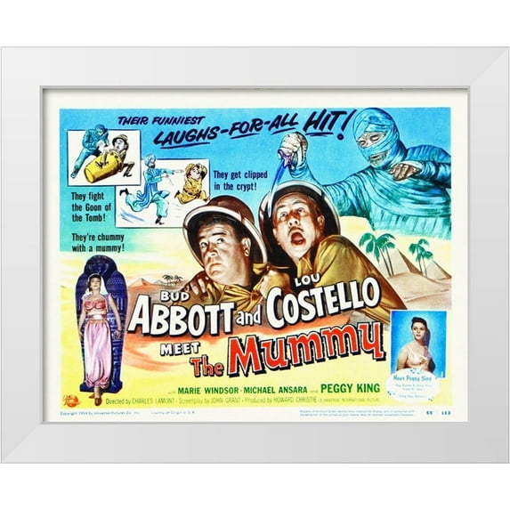 Hollywood Photo Archive 32x26 White Modern Wood Framed Museum Art Print Titled - Abbott and Costello - Meet The Mummy