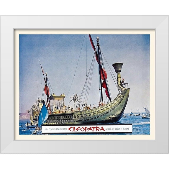 Hollywood Photo Archive 32x26 White Modern Wood Framed Museum Art Print Titled - Elizabeth Taylor - Cleopatra - Lobby Card