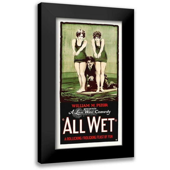 Hollywood Photo Archive 9x14 Black Modern Framed Museum Art Print Titled - All Wet, 1915