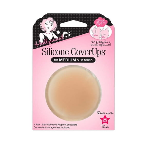 Hollywood Fashion Secrets Sticky Bra Silicone Nipple Covers for Women, 1 Pack, Medium Shade, Size 2