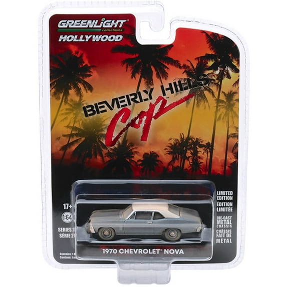 1970 Chevrolet Nova Blue Metallic with White Top (Unrestored) "Beverly Hills Cop" (1984) Movie "Hollywood Series" Release 27 1/64 Diecast Model Car by Greenlight