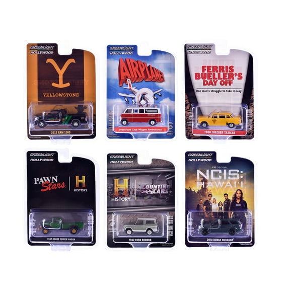 "Hollywood Series" Set of 6 pieces Release 42 1/64 Diecast Model Cars by Greenlight