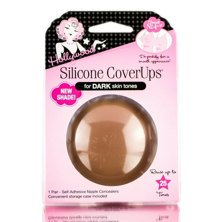 Hollywood Silicone CoverUps Nipple Concealers, Dark Skin Tone, Reusable