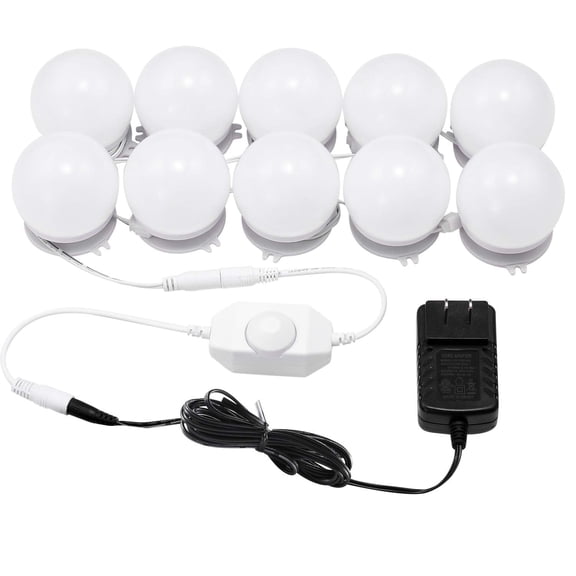 Hollywood Style LED Vanity Light Bulbs Kit - Dimmable, Linkable Makeup Lighting (10 Bulbs)