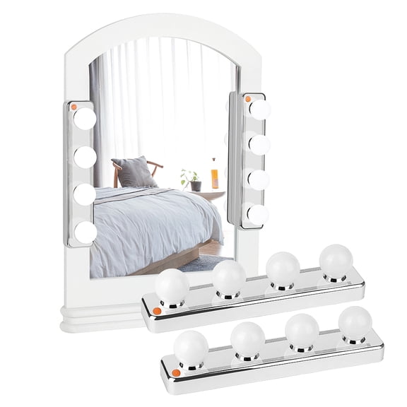 Hollywood Style LED Vanity Mirror Lights, Battery Operated Stick-On Makeup Light Strip with 4 Bulbs