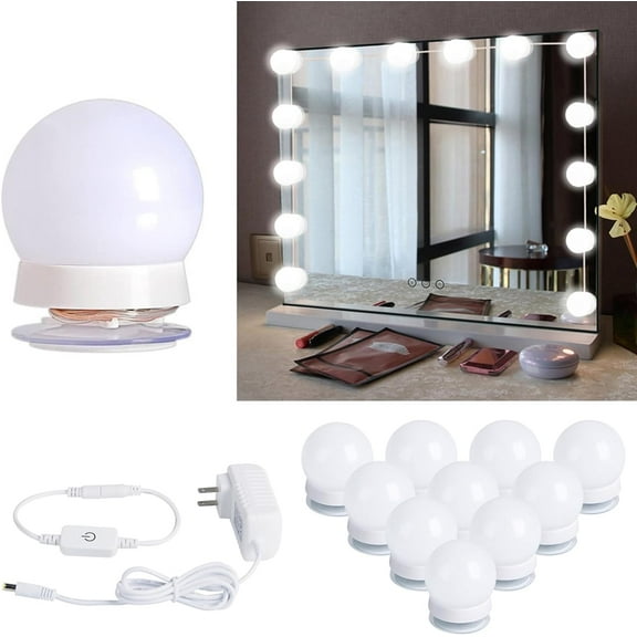 Hollywood Style Led Vanity Mirror Lights Kit - Vanity Lights Have 10 Dimmable Light Bulbs for Makeup Dressing Table (No Mirror Included)