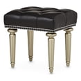 thumbnail image 1 of Hollywood Swank Tufted Leather Vanity Bench - Black, 1 of 7