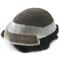 Hollywood Swiss Lace in Front and Center Man Hairpiece 100% Human Hair Men Toupee Hair Replacement System for Men Natural Looking Black Invisible Hairline