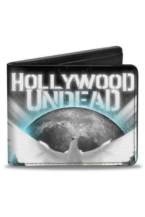Hollywood Undead Wallet, Bifold, Hollywood Undead New Empire Vol 1 Dove Black White Grays Teal, Vegan Leather