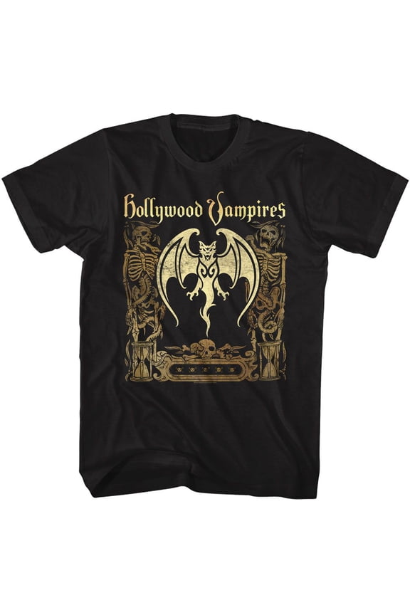 Hollywood Vampires Bat And Skeletons Black Adult T-Shirt 4Xl
