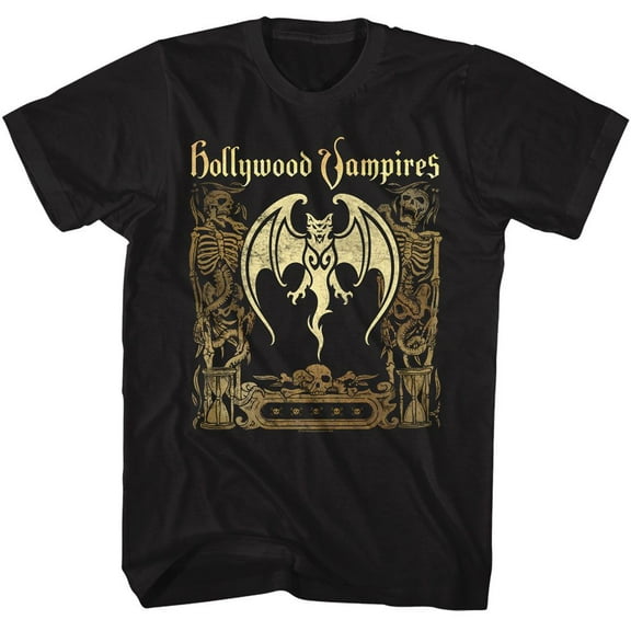 Hollywood Vampires Bat And Skeletons Black Adult T-Shirt L