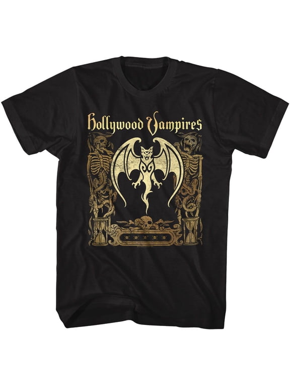Hollywood Vampires Bat And Skeletons Black Adult T-Shirt L