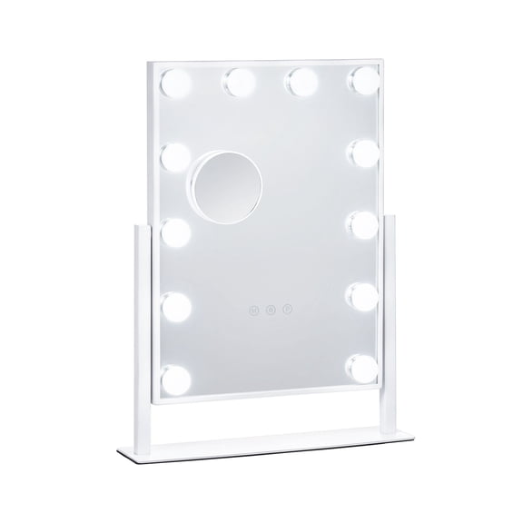 Hollywood Vanity Mirror With Lights, 12 Dimmable Bulbs & 3 Color Lighting Modes, Makeup Mirror with Detachable 5X Magnification, Smart Touch Control, 360 Degree Rotation(16.1x11.8 in, White)