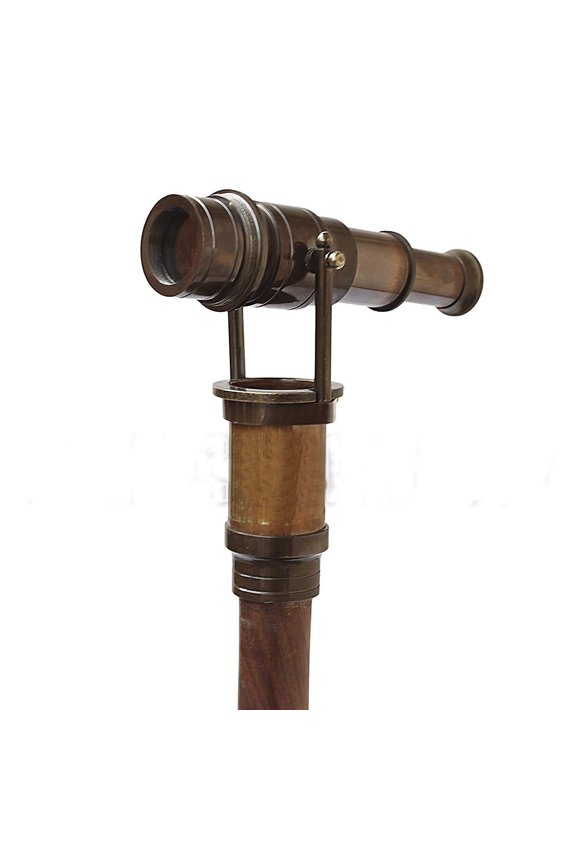 Hollywood Walking Stick Collectors Telescope Wooden Walk Cane Marine Prop