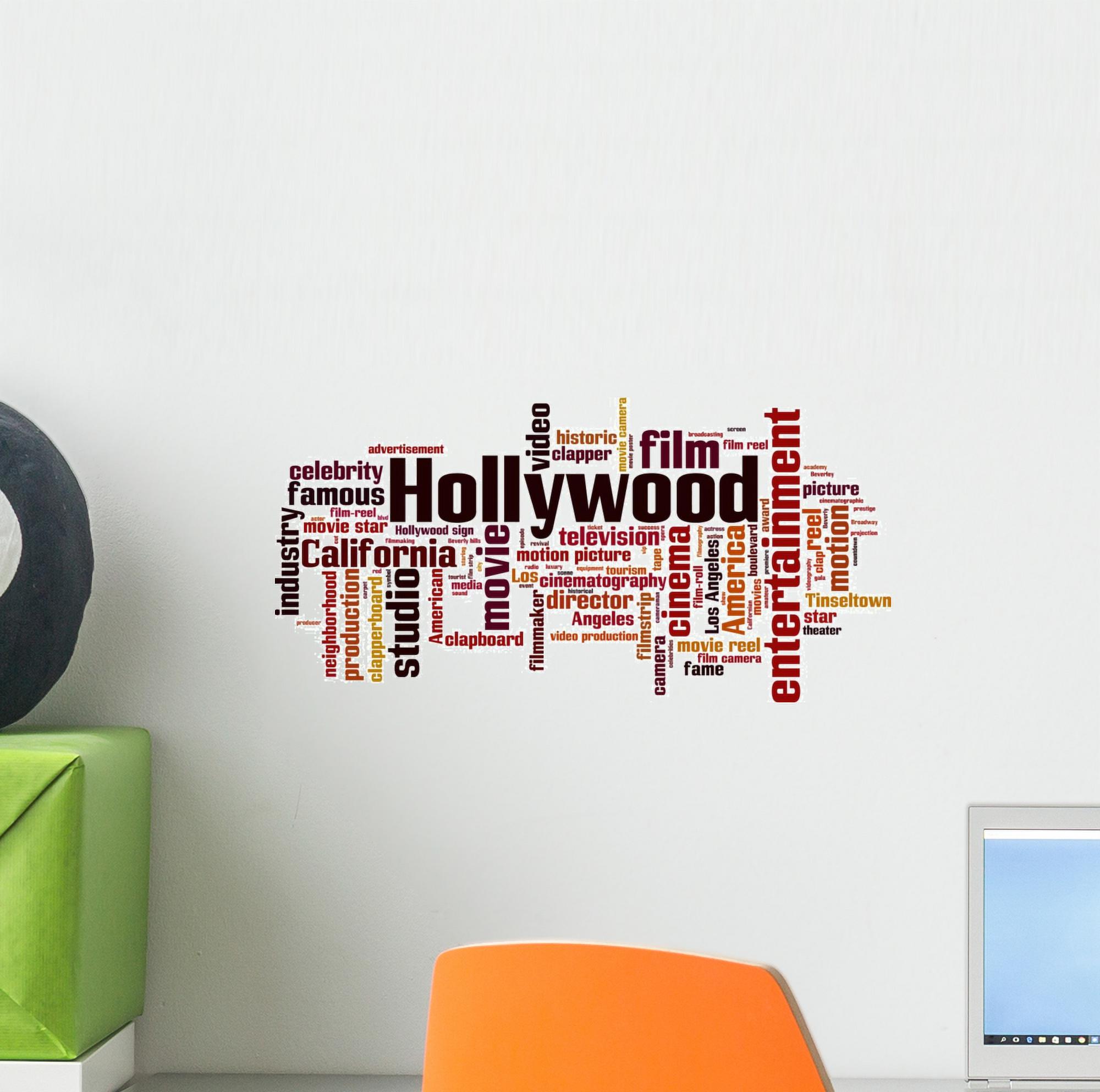 Hollywood Word Cloud Wall Decal Wallmonkeys Peel and Stick Graphic (12 ...