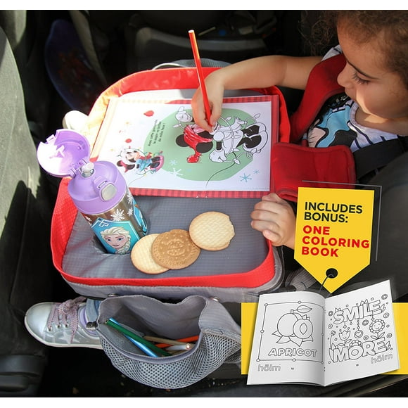 Holm Kids Travel Tray with Zipper & Expandable Storage Pocket for Car & Airplane, Waterproof