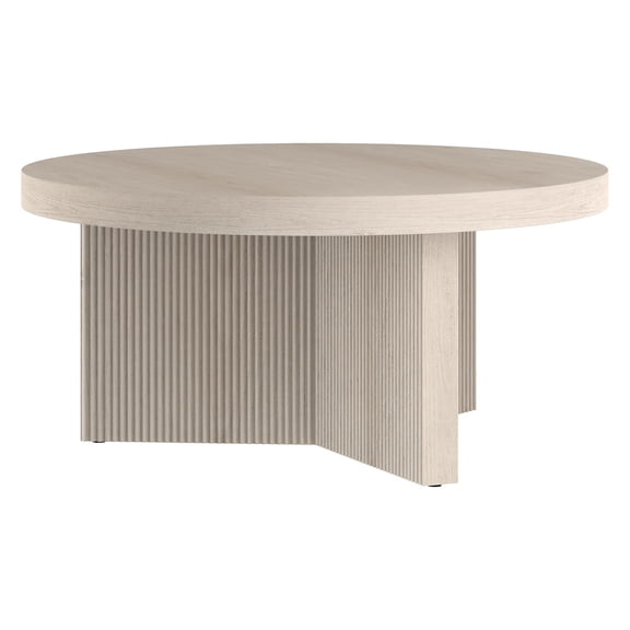 Holm Round Coffee Table, Alder White Finish, 32 Inch Diameter