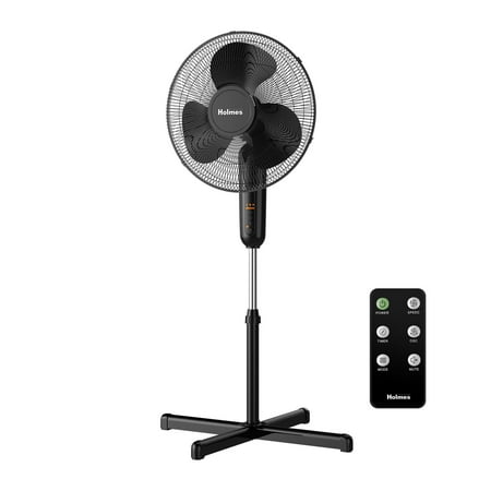 Holmes 16" Digital Stand Fan, 3-Speed, 3 Modes, Oscillating, Timer, Remote, Black