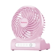 Holmes 4 Inch Rechargeable USB Desk Fan Portable Cordless 3 Speed Adjustable Tilt Pink