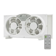 Holmes 9  Digital Window Fan, 3-Speed, Twin Blade, Reversible Airflow, Remote, White, 12972