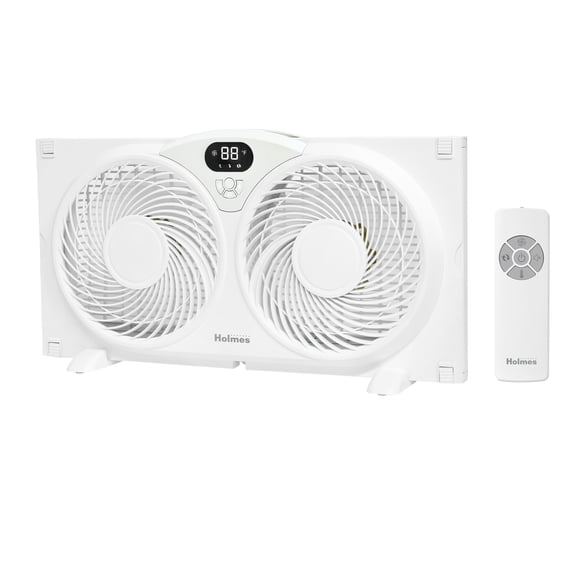 Holmes 9 Inch Digital Window Fan 3 Speed Thermostat Remote Reversible ...