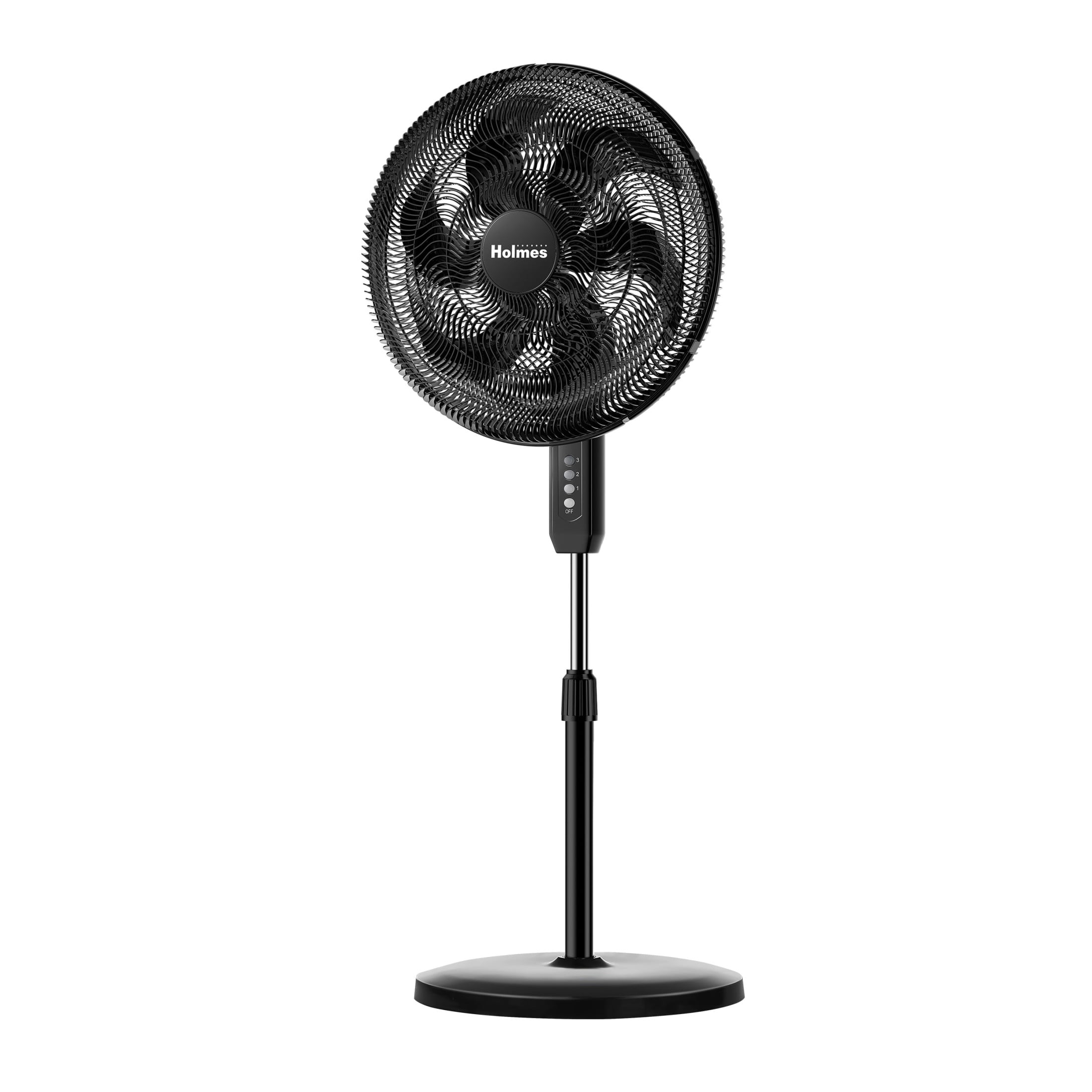 Holmes Big Breeze 16" Manual Oscillating Powerful Airflow Stand Fan, 3 Speeds, Black